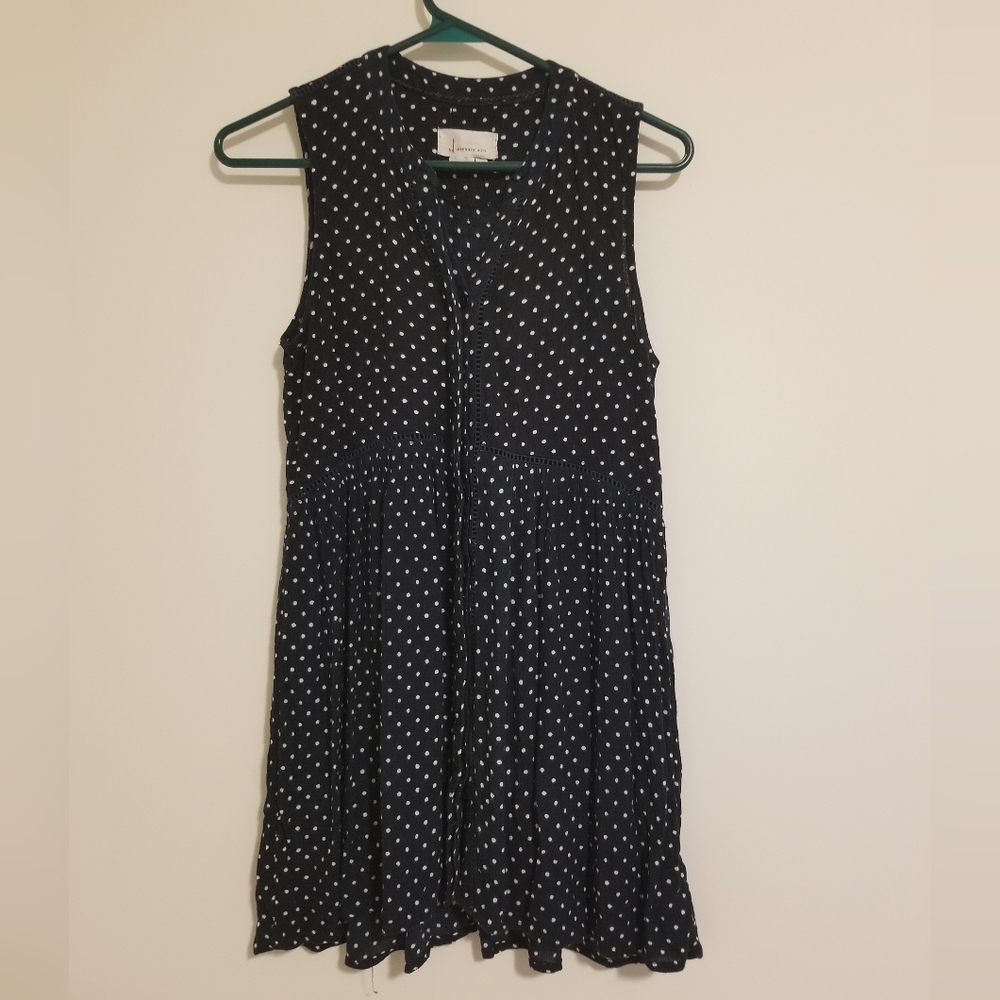 By Anthropologie Nia Black And White Polka Babydoll Tunic